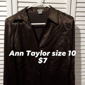 Ann Taylor long sleeve button up silk dress shirt